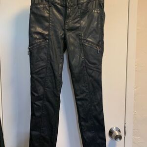 Black Faux Leather Pants with Zipper Details Bu White House Black Market